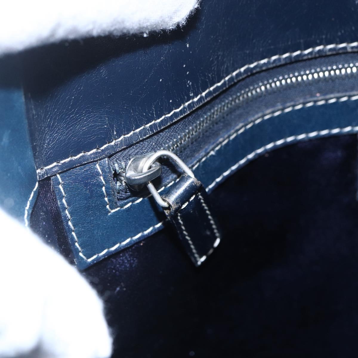 FENDI Zucchino Canvas Tote Bag Navy Silver Auth mr1524