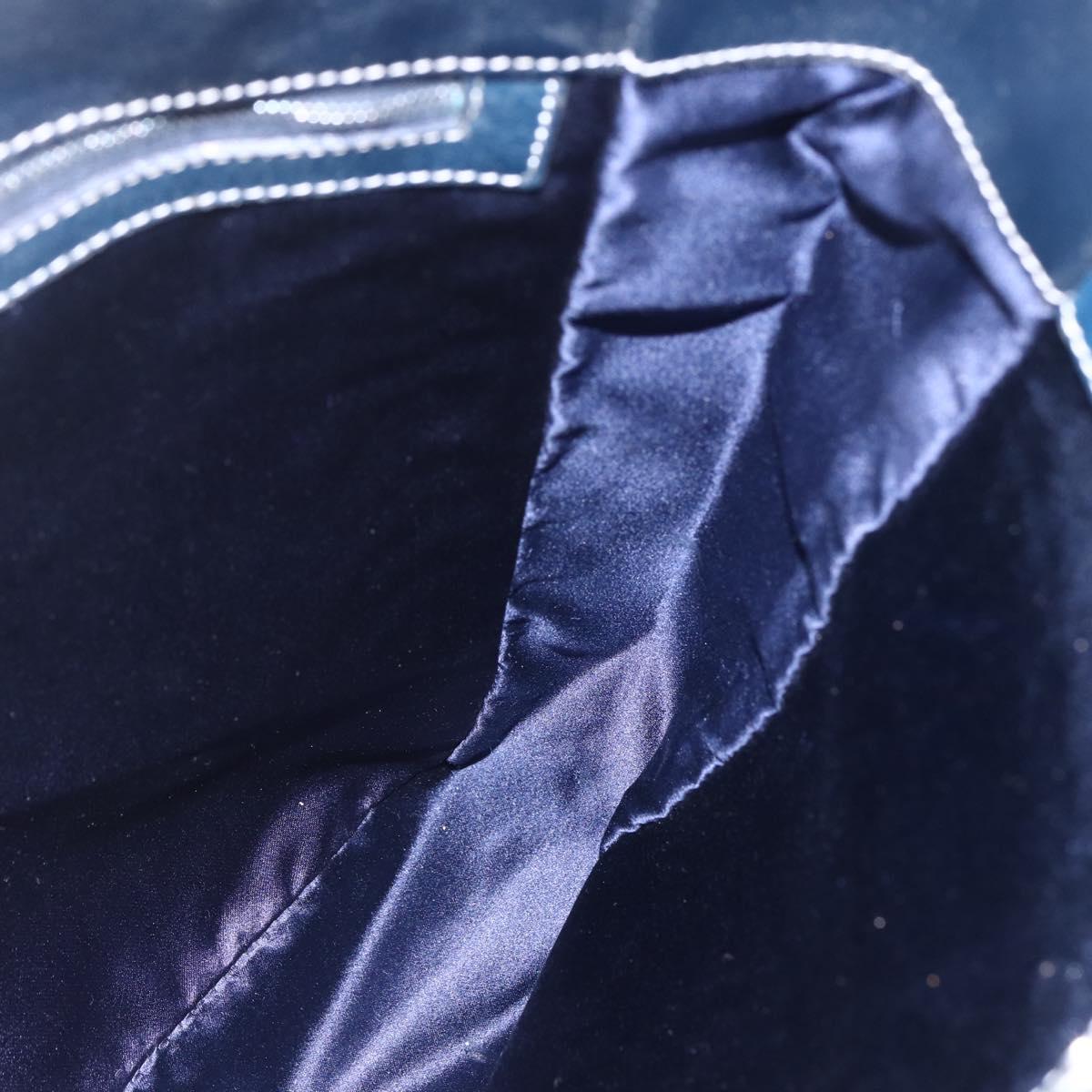 FENDI Zucchino Canvas Tote Bag Navy Silver Auth mr1524