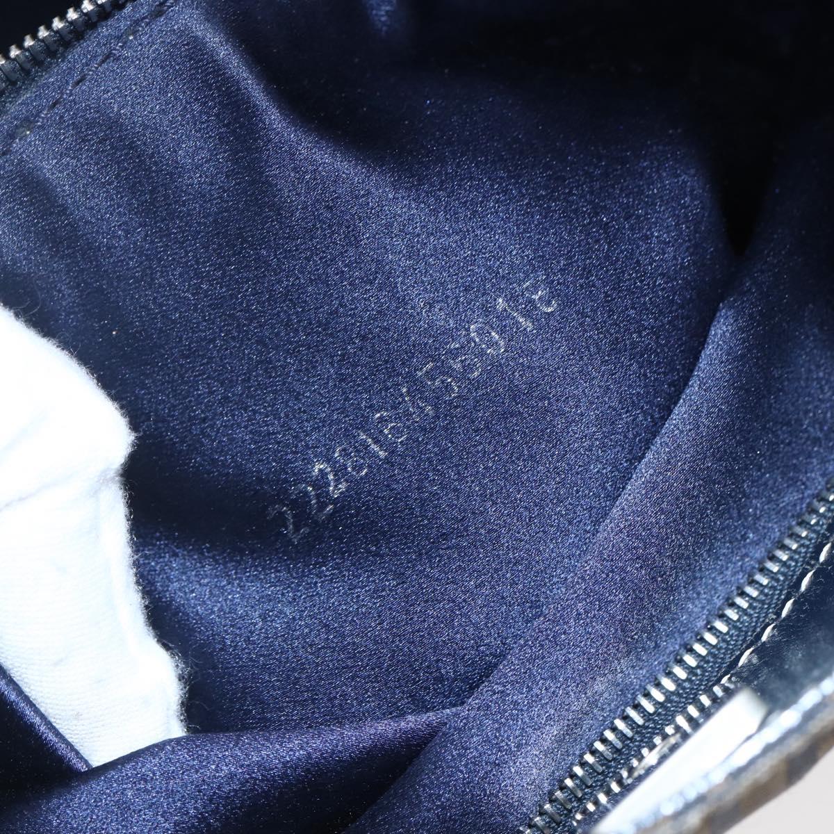 FENDI Zucchino Canvas Tote Bag Navy Silver Auth mr1524