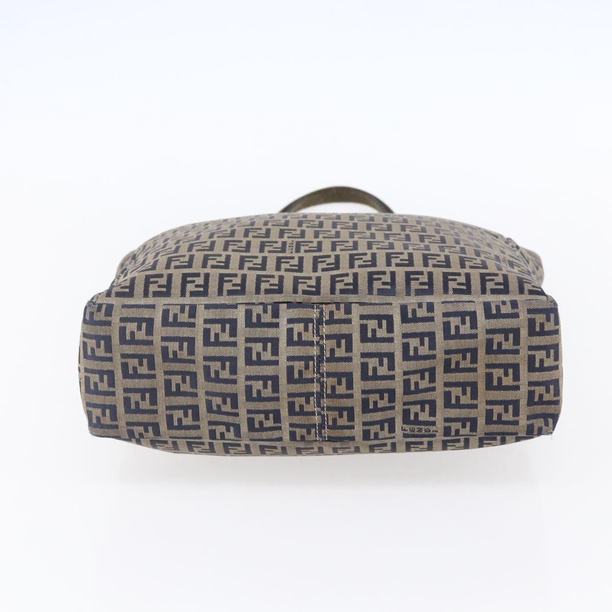 FENDI Zucchino Canvas Tote Bag Navy Silver Auth mr1524