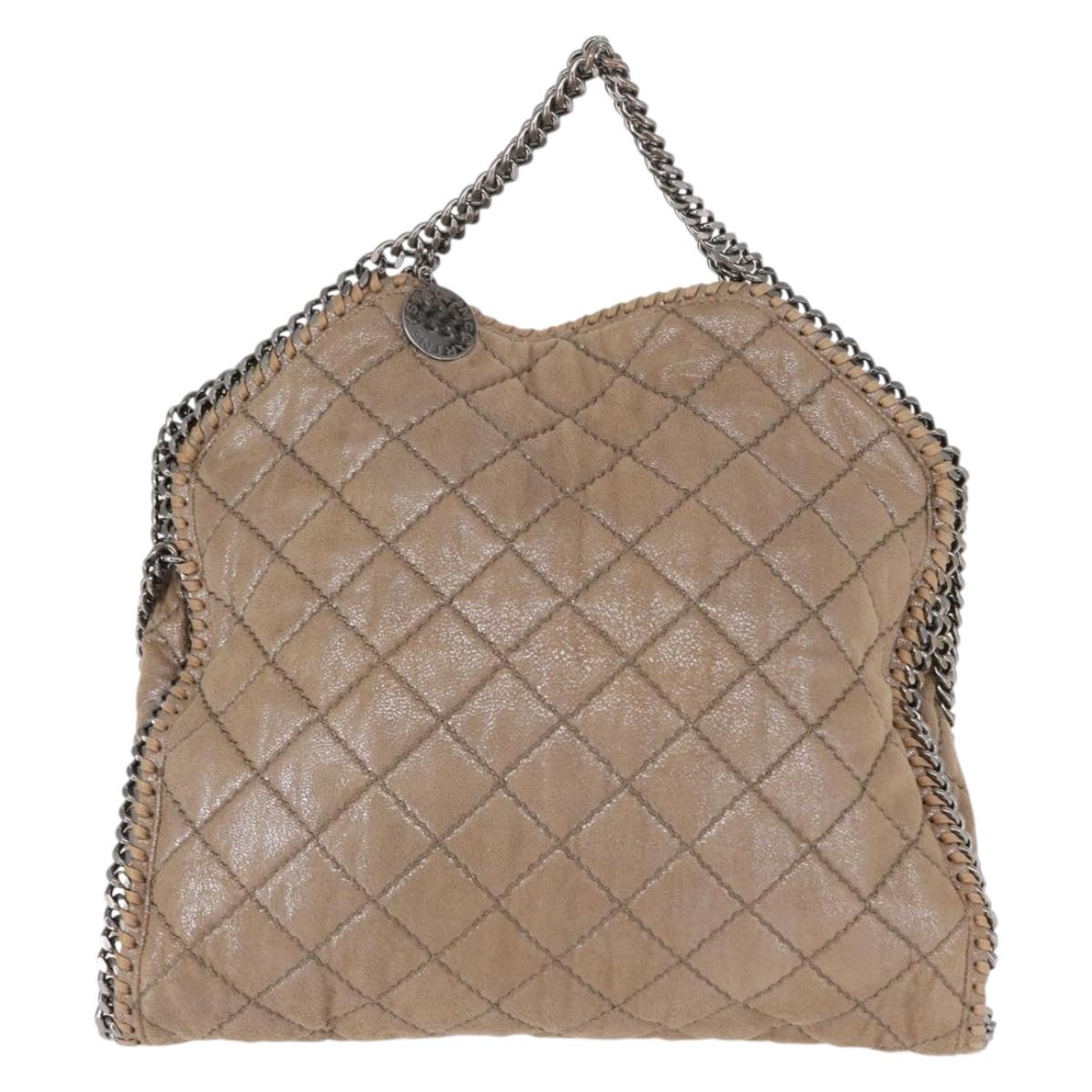 Stella MacCartney Chain Falabella Bag Polyester Beige Silver 234387 Auth mr1527