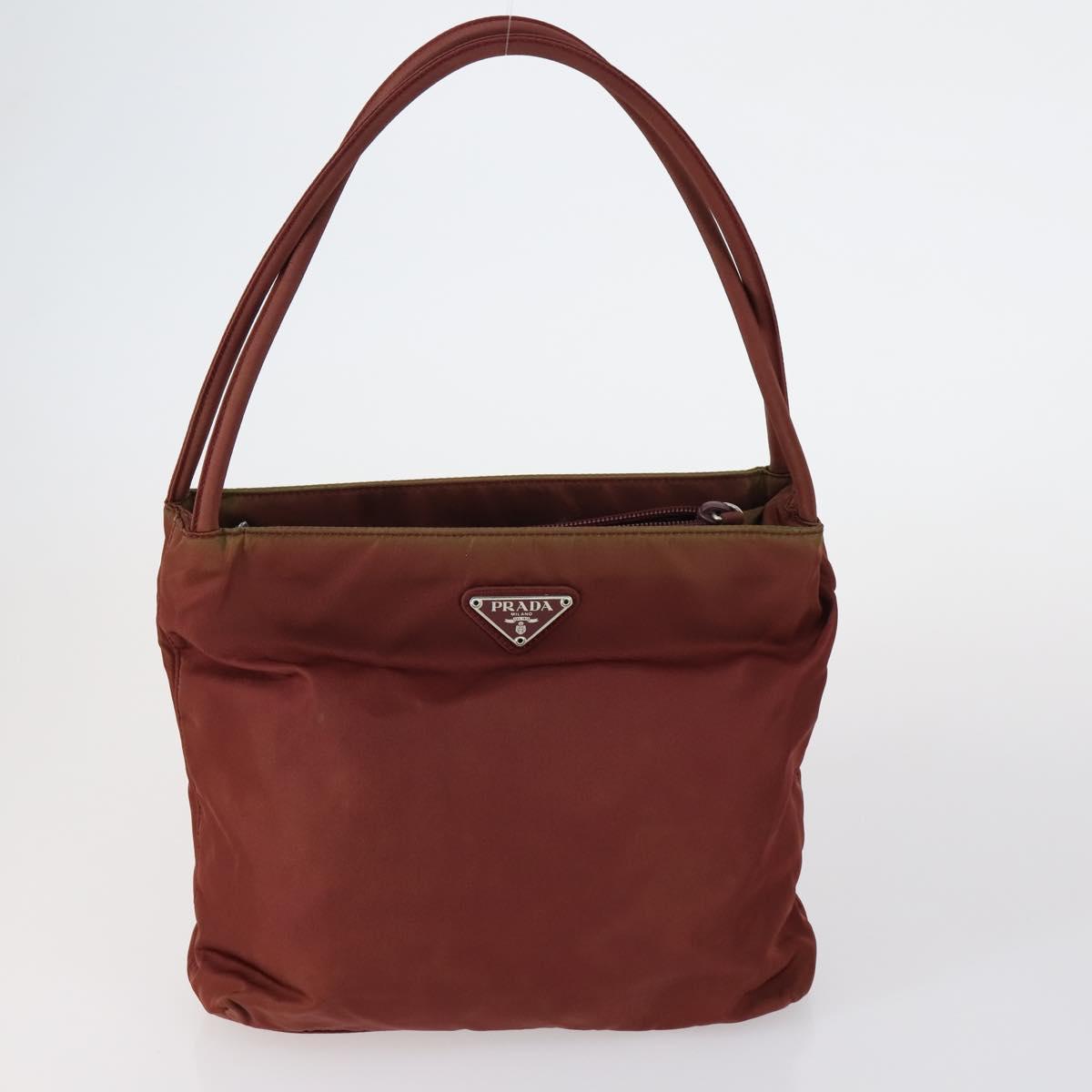 PRADA Hand Bag Nylon 2 Set Red Khaki Auth mr1528