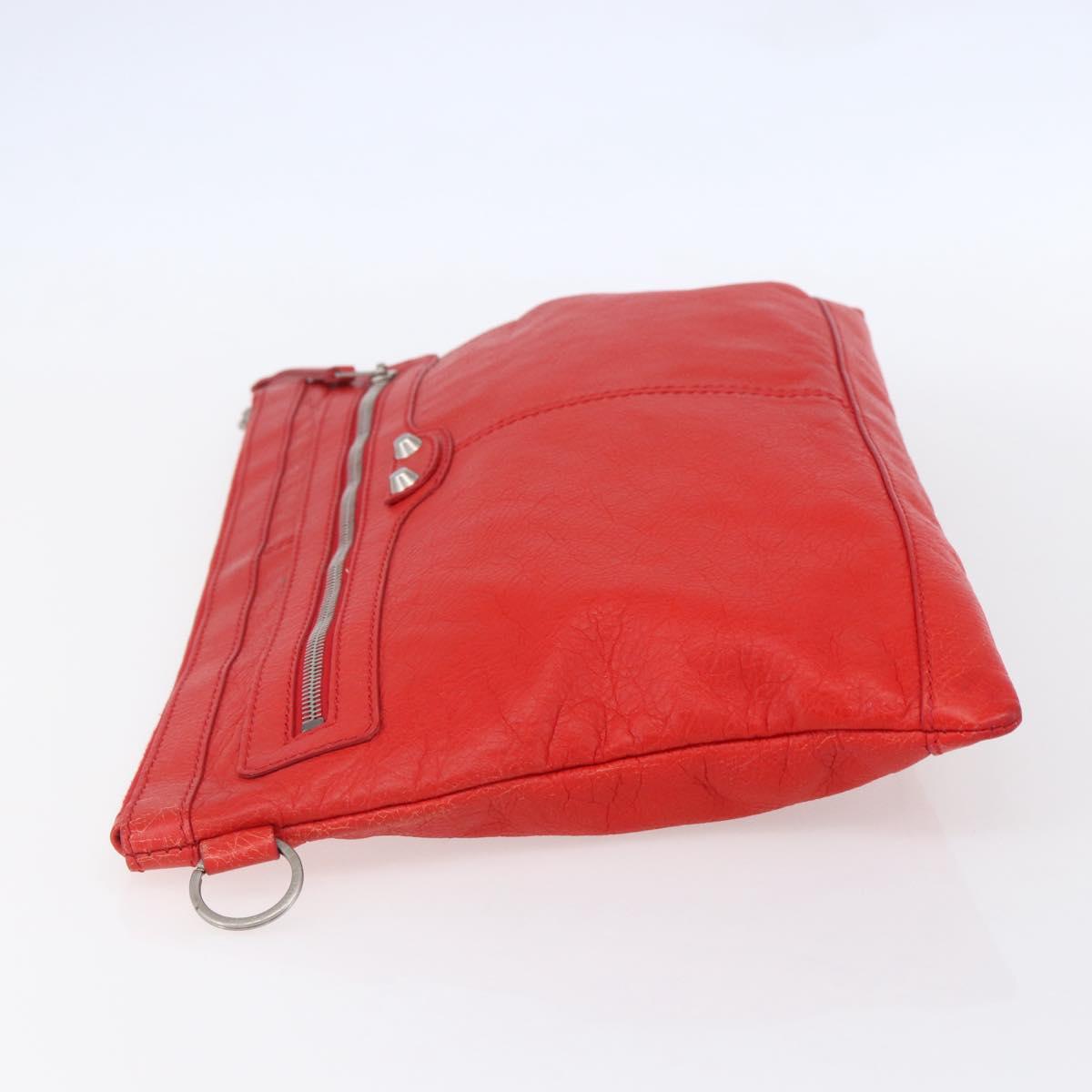 BALENCIAGA Clutch Bag Leather Red 273023 Auth mr1530