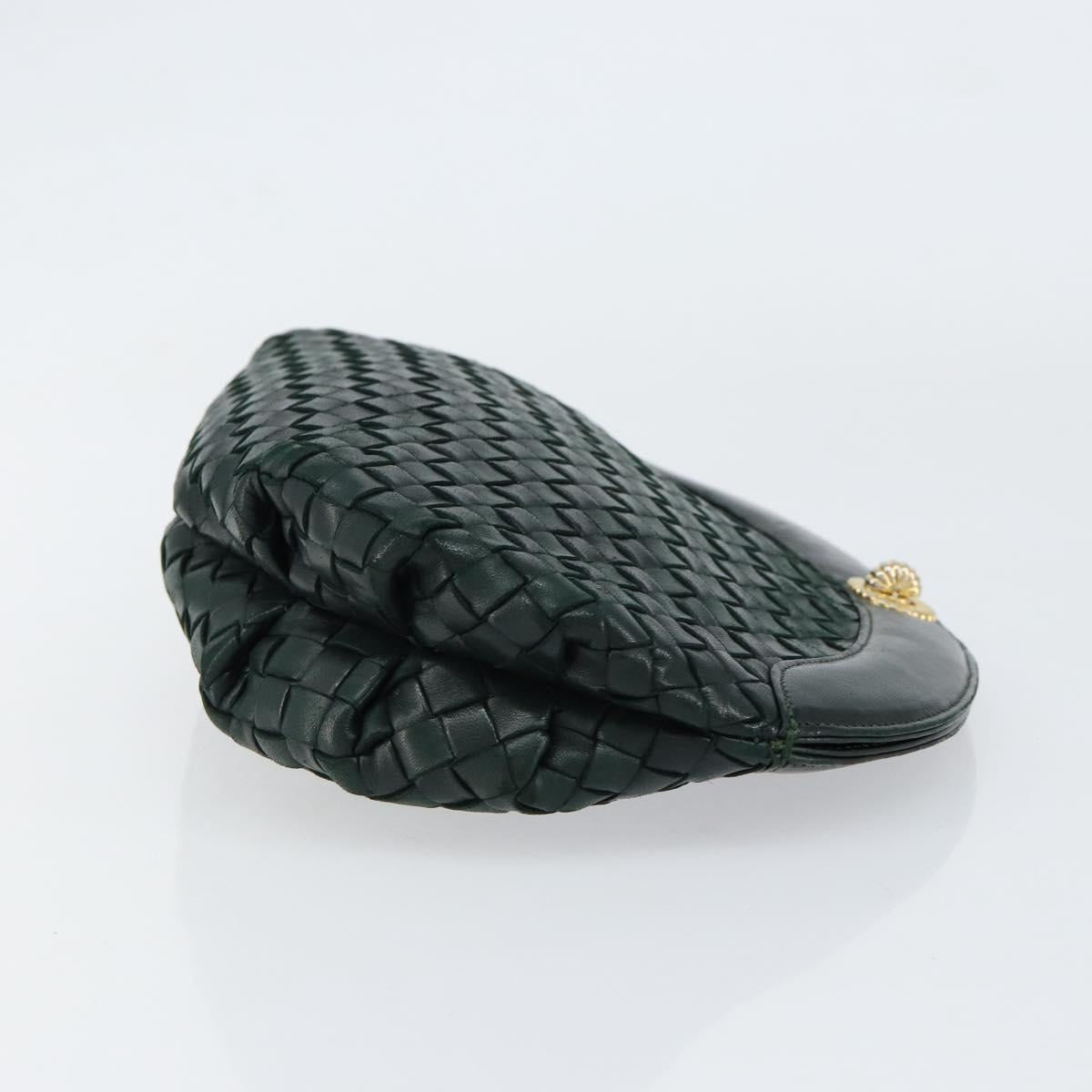 BOTTEGA VENETA INTRECCIATO Clutch Bag Leather Green Auth mr1531