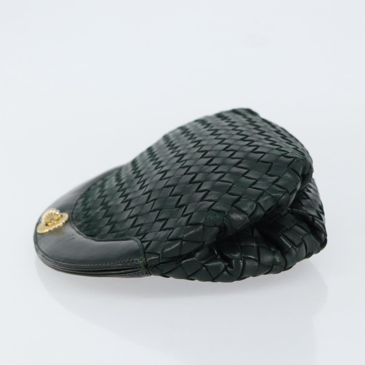 BOTTEGA VENETA INTRECCIATO Clutch Bag Leather Green Auth mr1531