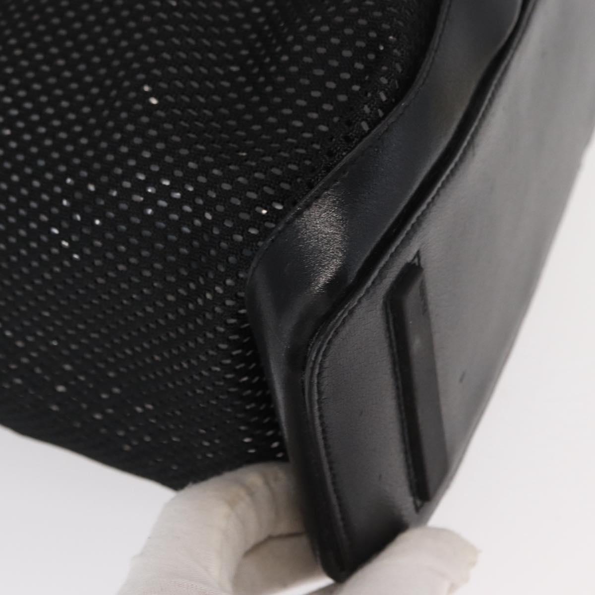 PRADA Tote Bag Nylon Black Silver Auth mr1532