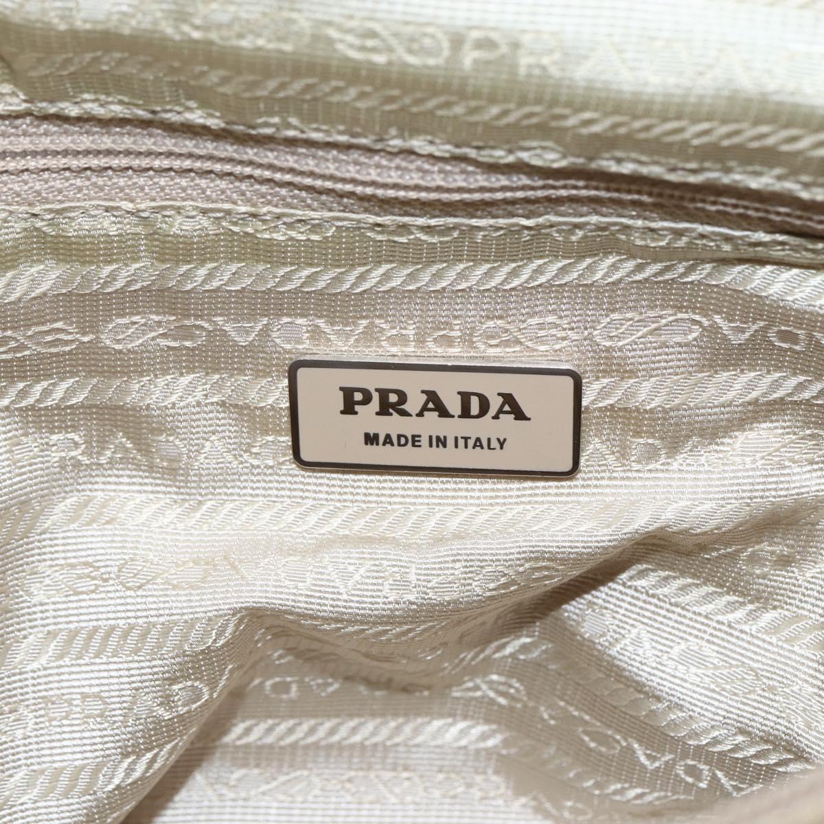 PRADA Shoulder Bag Nylon Beige Silver Auth mr1533