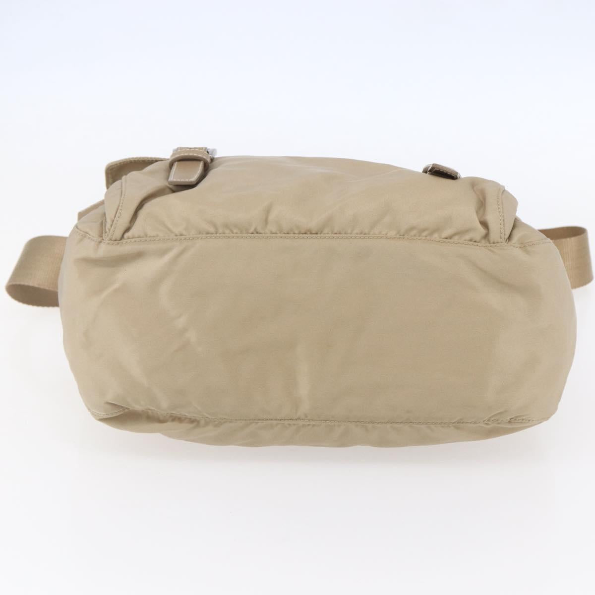 PRADA Shoulder Bag Nylon Beige Silver Auth mr1533