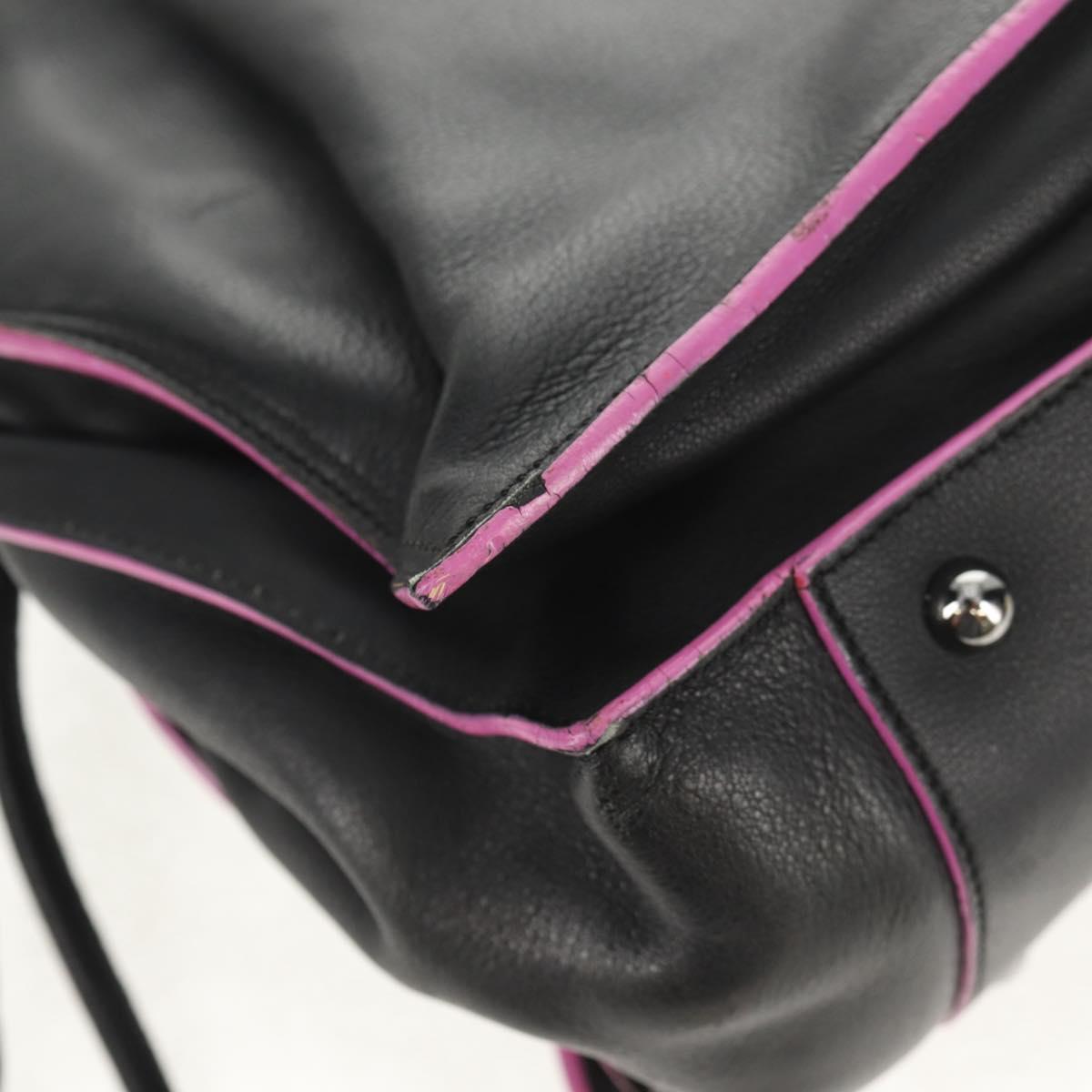 LOEWE Flamenco Hand Bag Leather Black Silver Auth mr1535