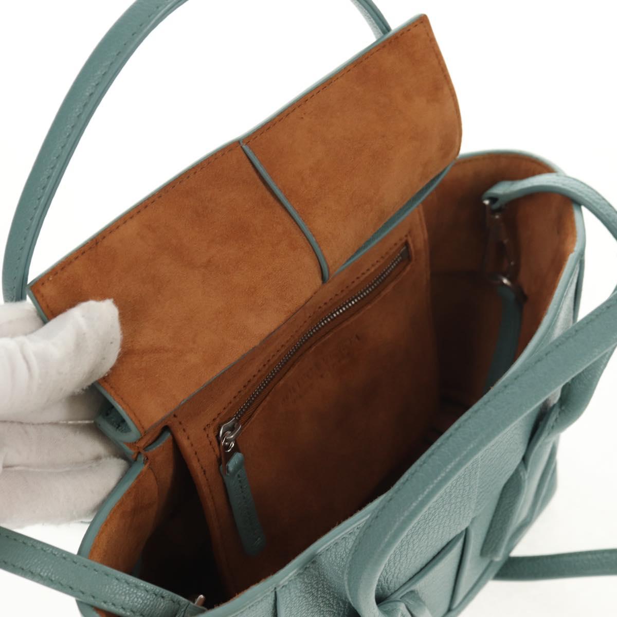 BOTTEGA VENETA MAXI INTRECCIATO Mini Arco Bag Leather 2way Green Auth mr1536V