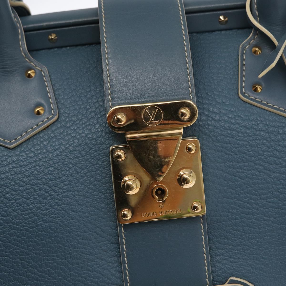 LOUIS VUITTON Suhari Angenu PM Hand Bag Leather Blue M91807 LV Auth mr1540V