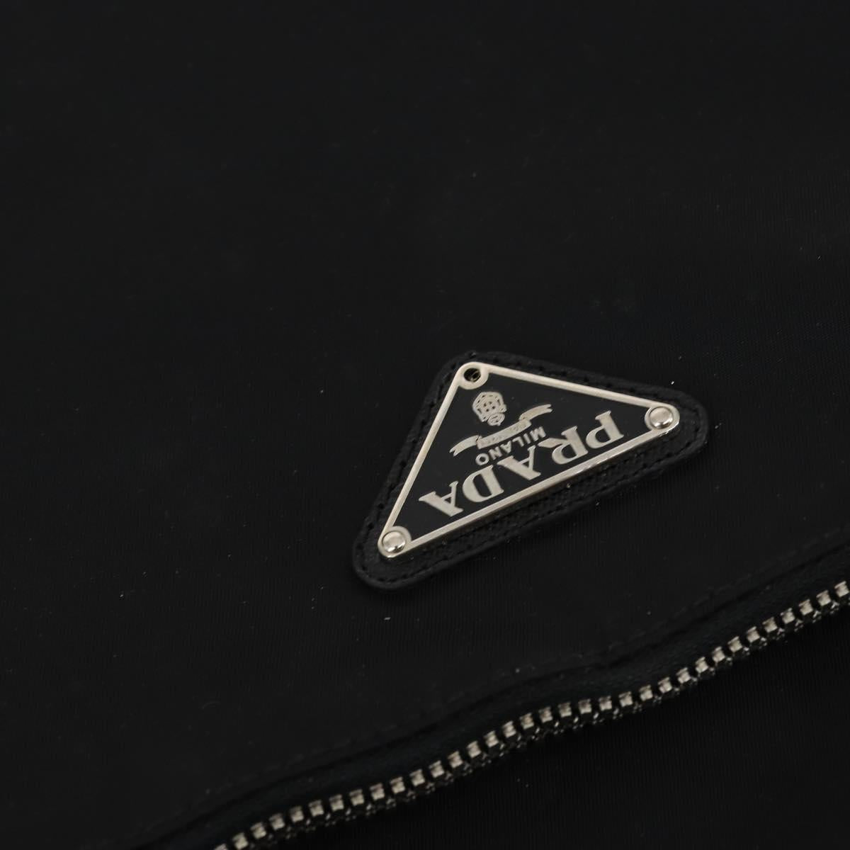 PRADA Suitcase Safiano leather Black Silver Auth mr1541