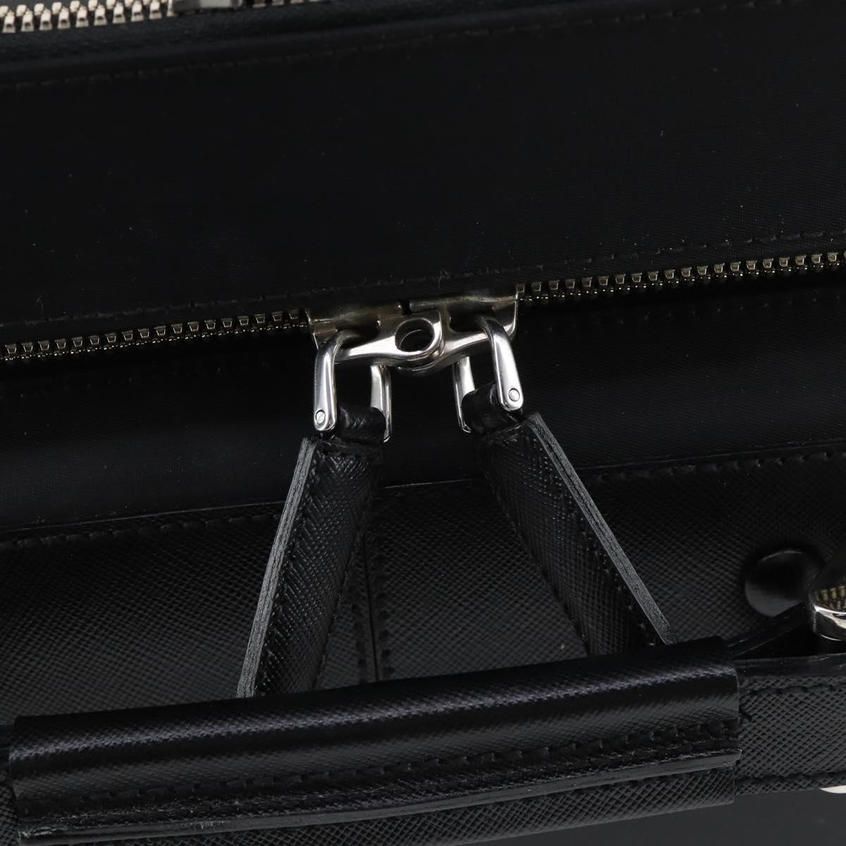 PRADA Suitcase Safiano leather Black Silver Auth mr1541
