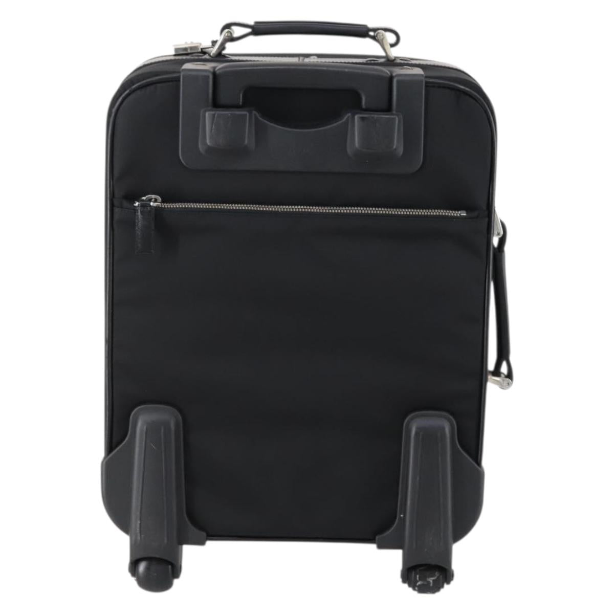 PRADA Suitcase Safiano leather Black Silver Auth mr1541