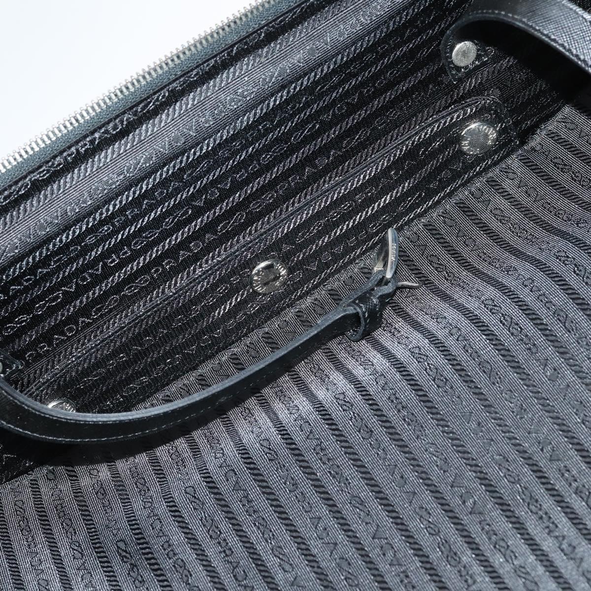 PRADA Suitcase Safiano leather Black Silver Auth mr1541