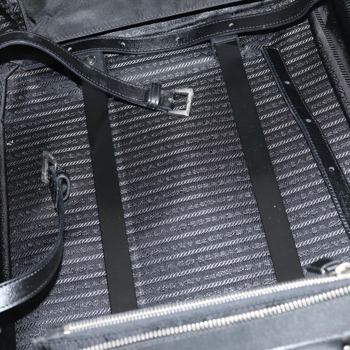PRADA Suitcase Safiano leather Black Silver Auth mr1541
