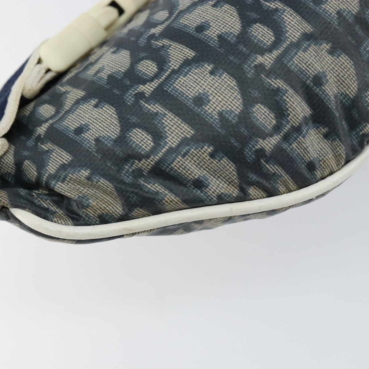 Christian Dior Trotter Canvas Waist Bag Nylon Navy Silver Auth mr1542