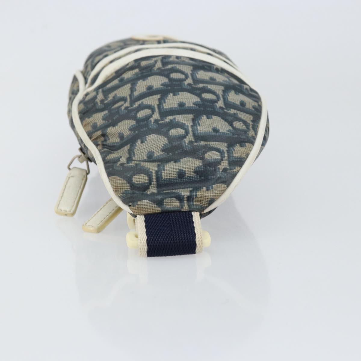 Christian Dior Trotter Canvas Waist Bag Nylon Navy Silver Auth mr1542