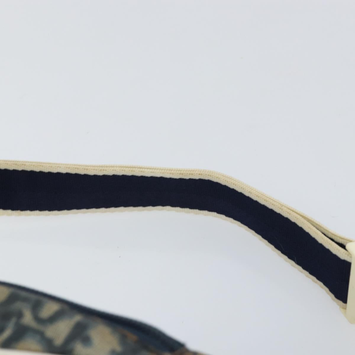 Christian Dior Trotter Canvas Waist Bag Nylon Navy Silver Auth mr1542