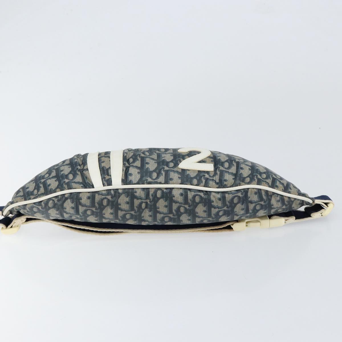 Christian Dior Trotter Canvas Waist Bag Nylon Navy Silver Auth mr1542
