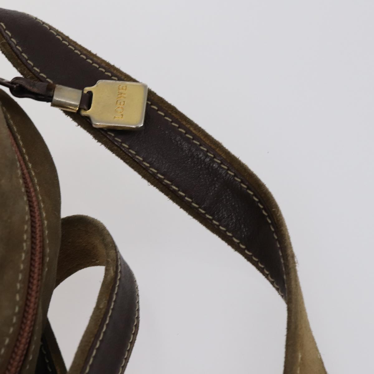 LOEWE Shoulder Bag Suede Leather 2 Set Turquoise Blue Brown Auth mr1543