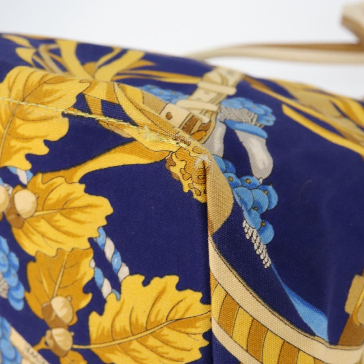 LOEWE Botanical Hand Bag Canvas Blue Silver Auth mr1547