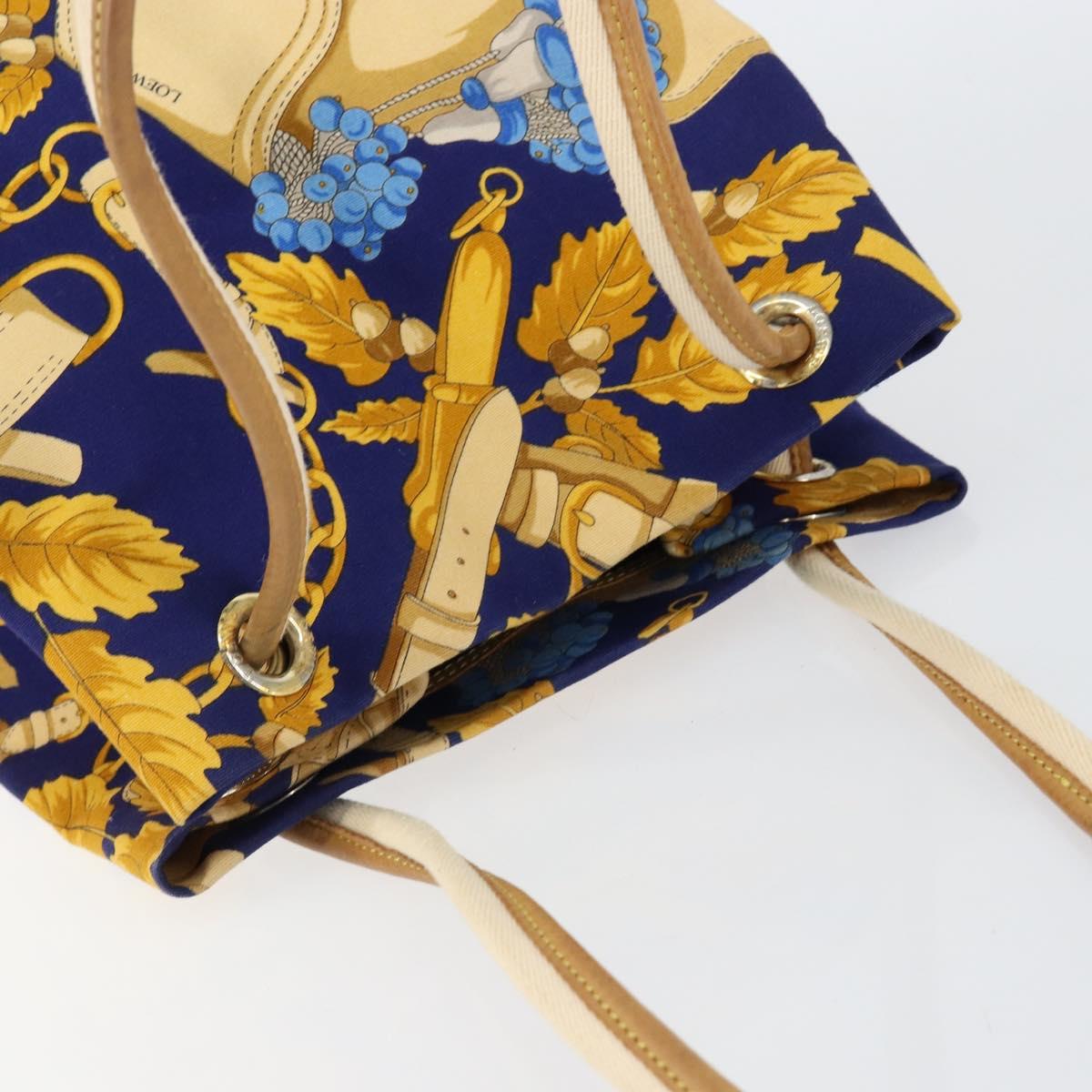 LOEWE Botanical Hand Bag Canvas Blue Silver Auth mr1547