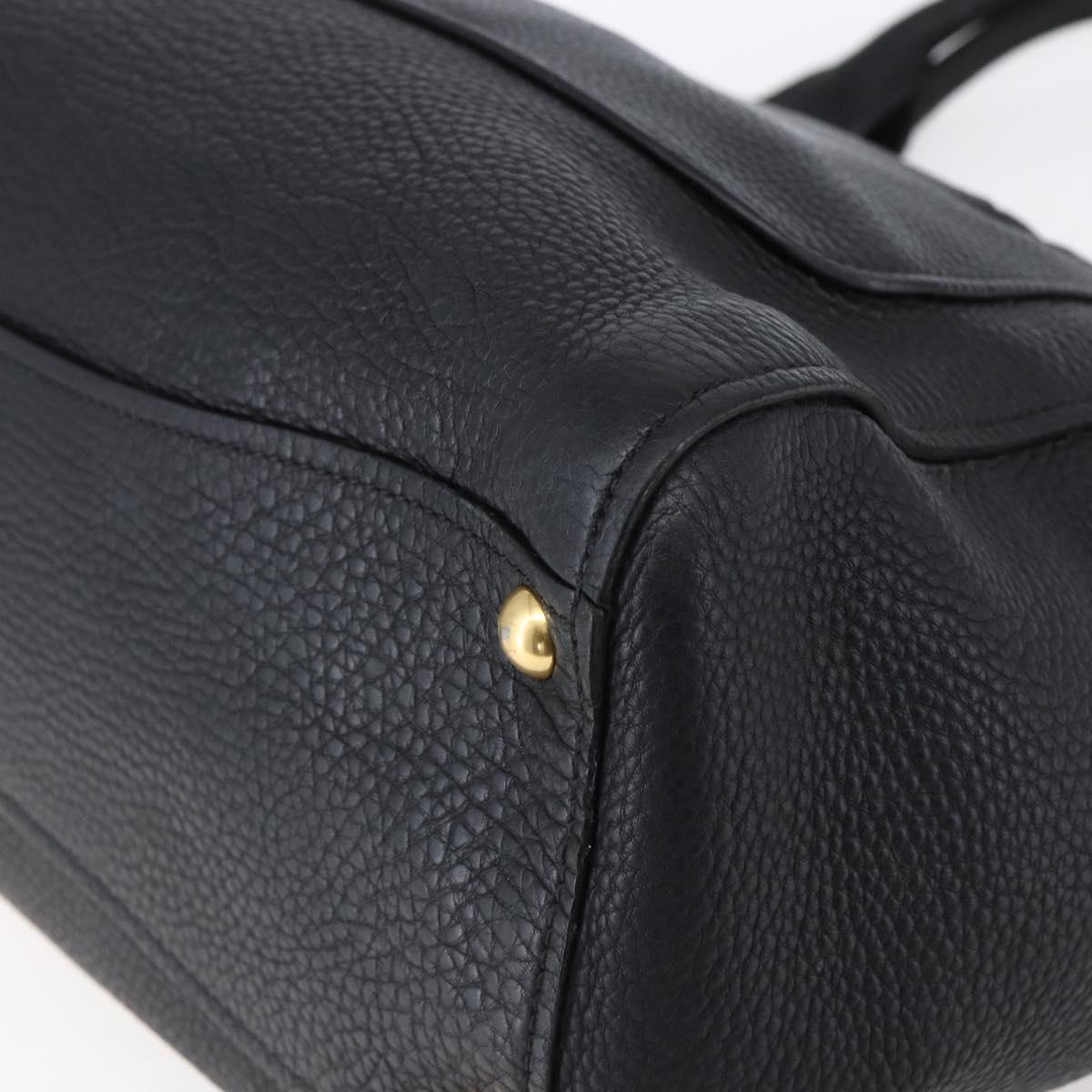 Miu Miu Hand Bag Leather Black Gold Auth mr1548