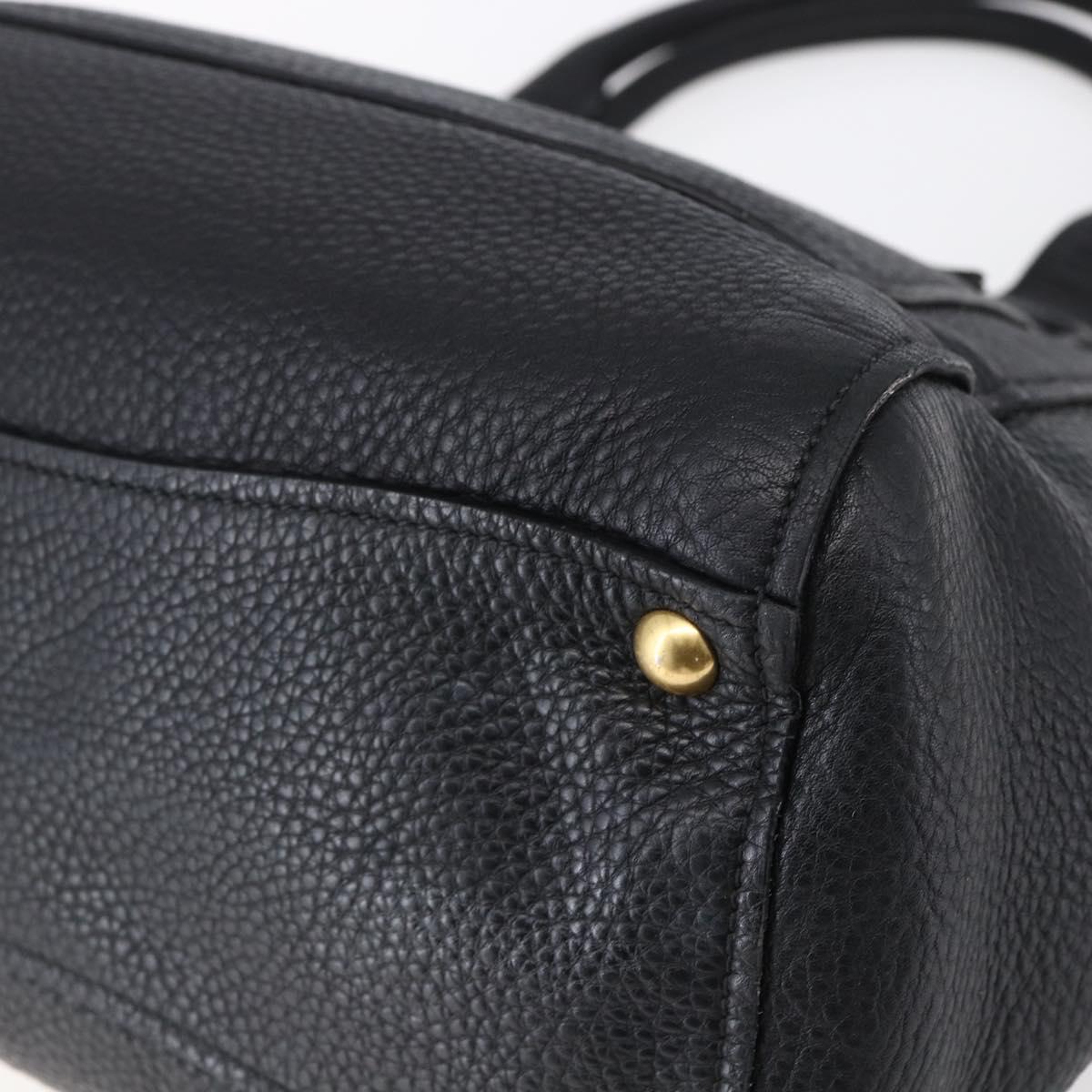 Miu Miu Hand Bag Leather Black Gold Auth mr1548
