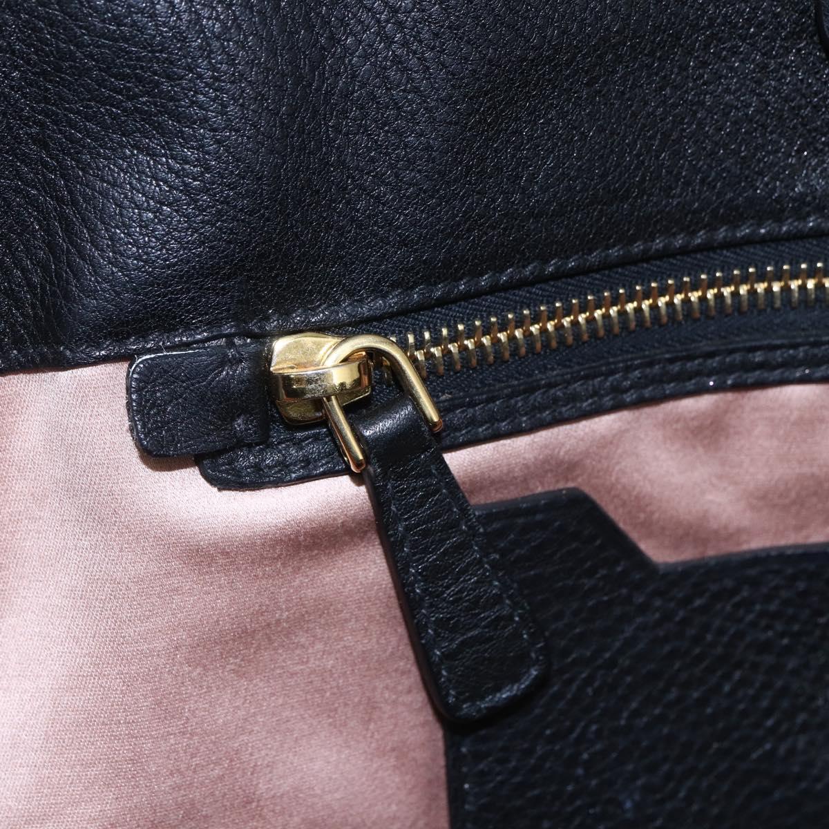 Miu Miu Hand Bag Leather Black Gold Auth mr1548