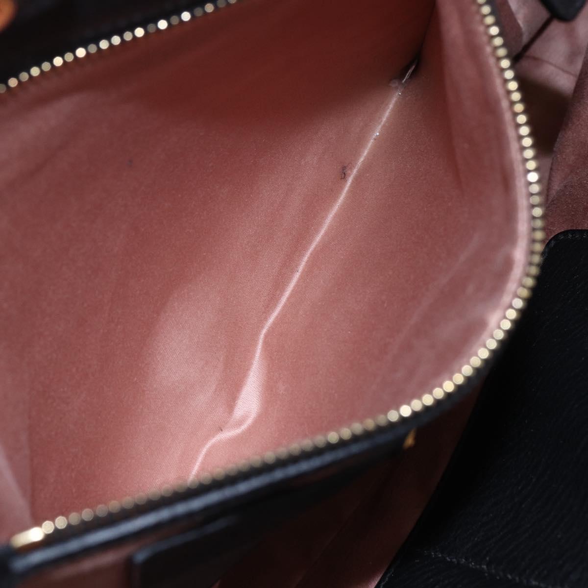 Miu Miu Hand Bag Leather Black Gold Auth mr1548