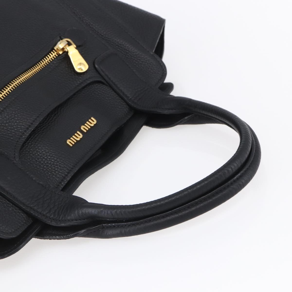 Miu Miu Hand Bag Leather Black Gold Auth mr1548