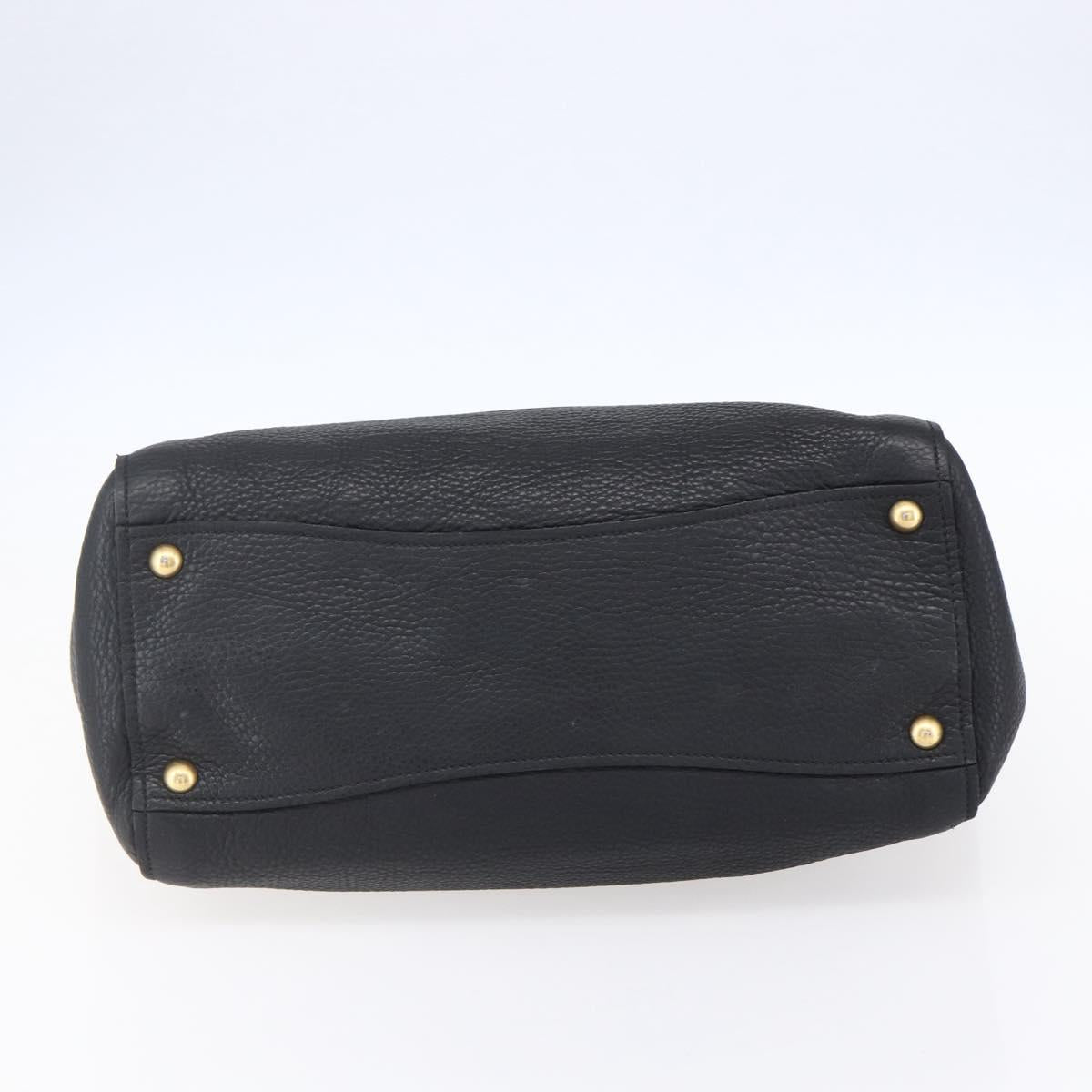 Miu Miu Hand Bag Leather Black Gold Auth mr1548