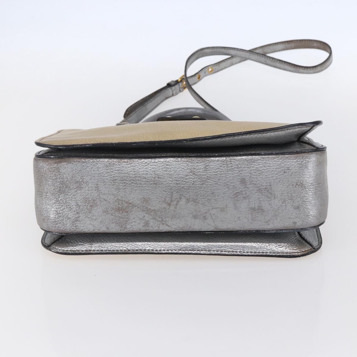 Miu Miu Madras Hand Bag Leather 2way Gold Auth mr1549