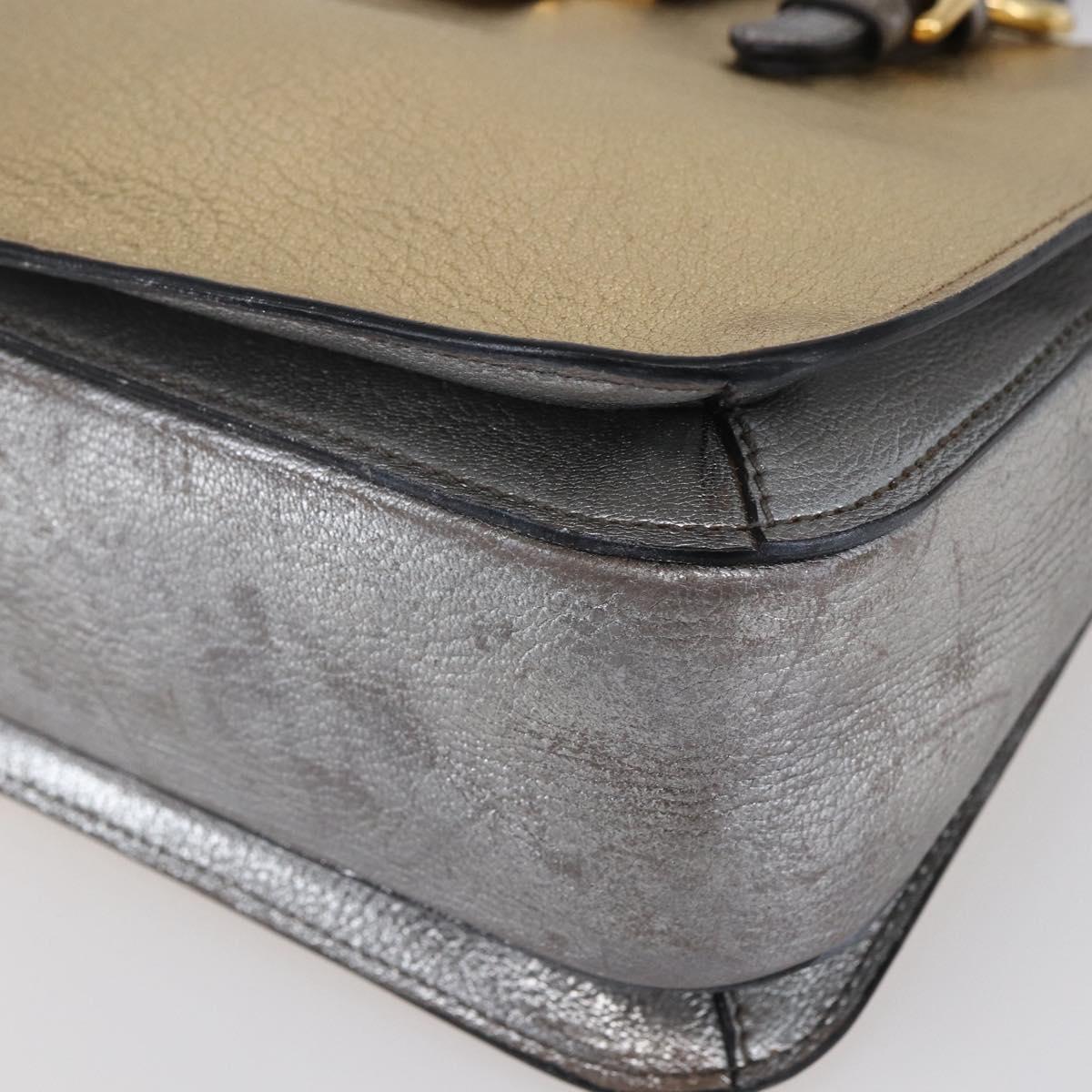 Miu Miu Madras Hand Bag Leather 2way Gold Auth mr1549