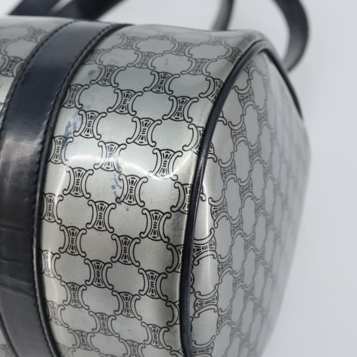 CELINE Hand Bag Enamel Silver Auth mr1550