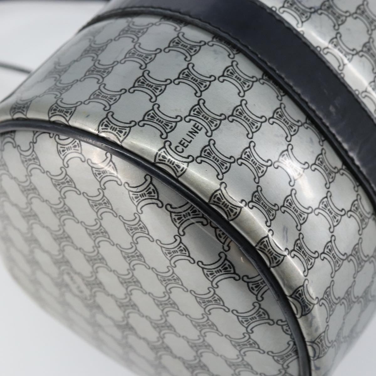 CELINE Hand Bag Enamel Silver Auth mr1550