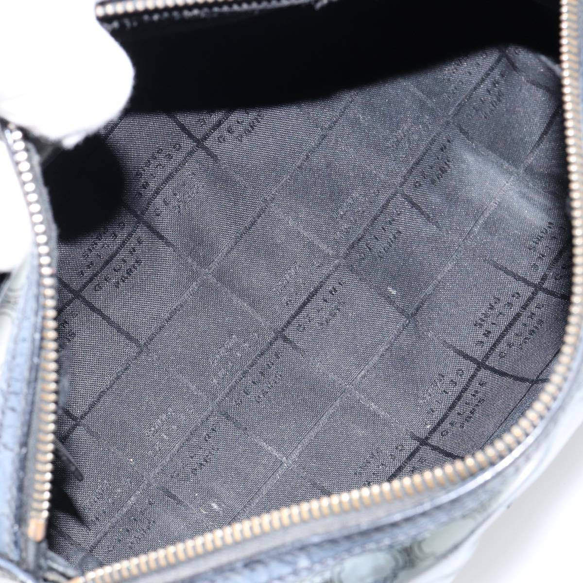 CELINE Hand Bag Enamel Silver Auth mr1550