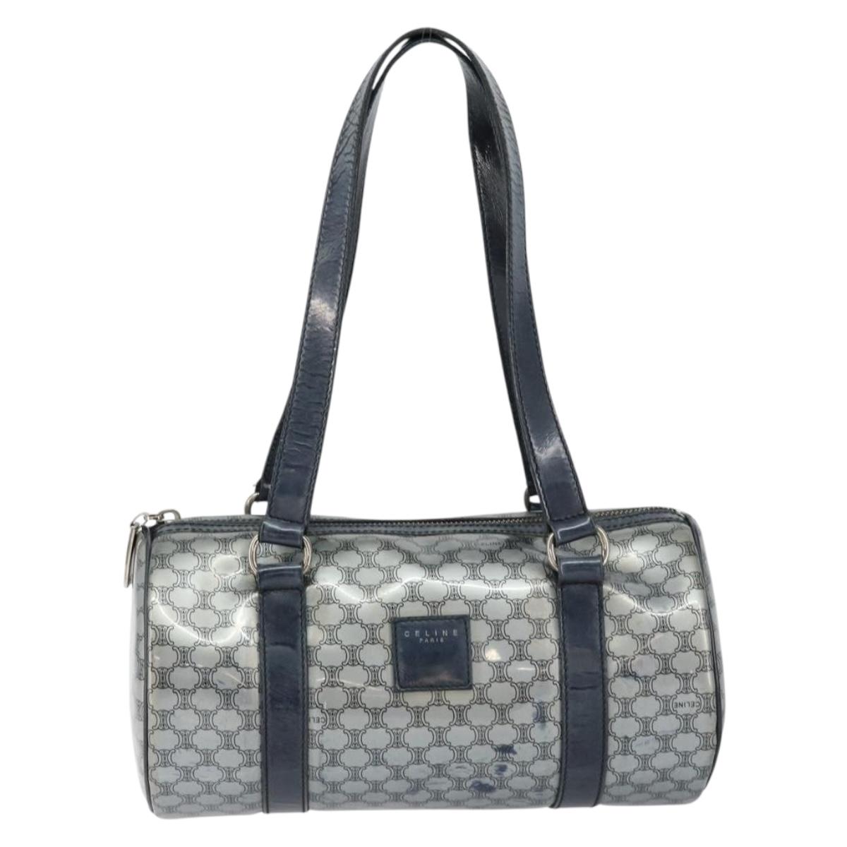 CELINE Hand Bag Enamel Silver Auth mr1550