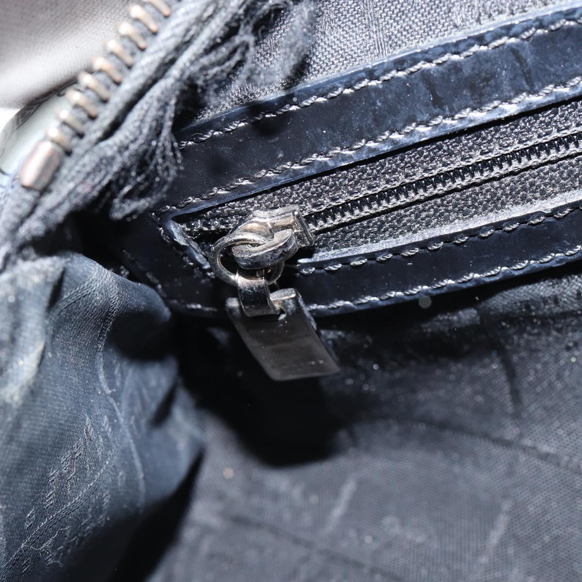 CELINE Hand Bag Enamel Silver Auth mr1550