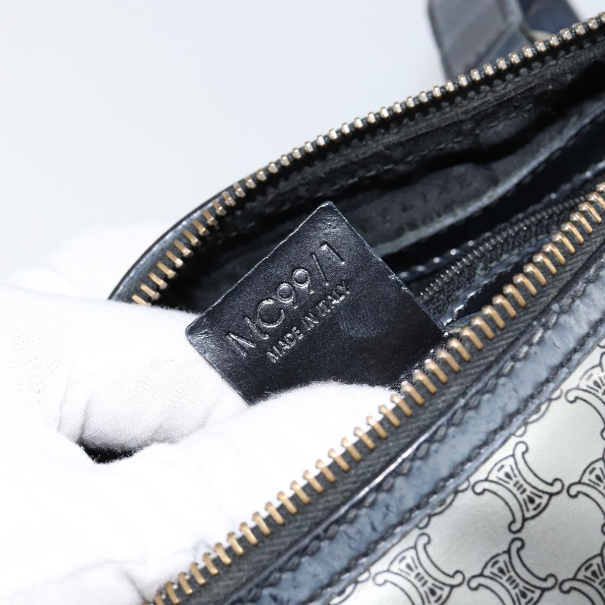 CELINE Hand Bag Enamel Silver Auth mr1550