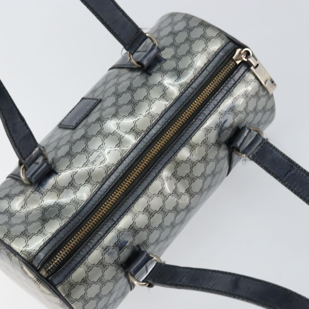 CELINE Hand Bag Enamel Silver Auth mr1550