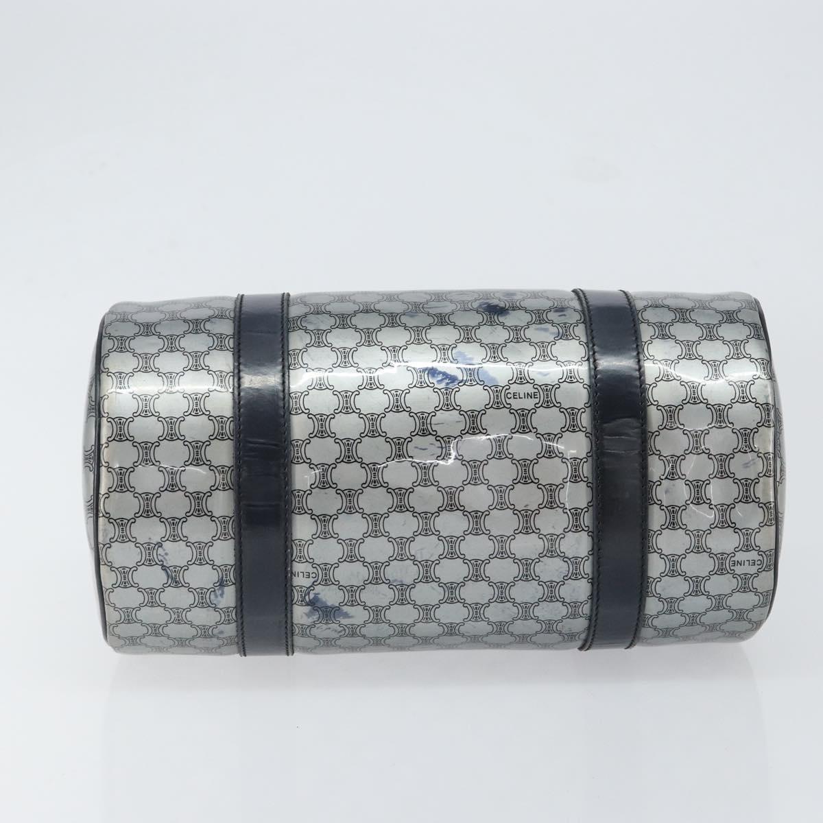 CELINE Hand Bag Enamel Silver Auth mr1550