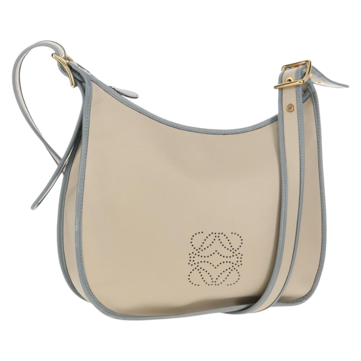 LOEWE Sofia Shoulder Bag Leather Ivory Gold Auth mr1551A