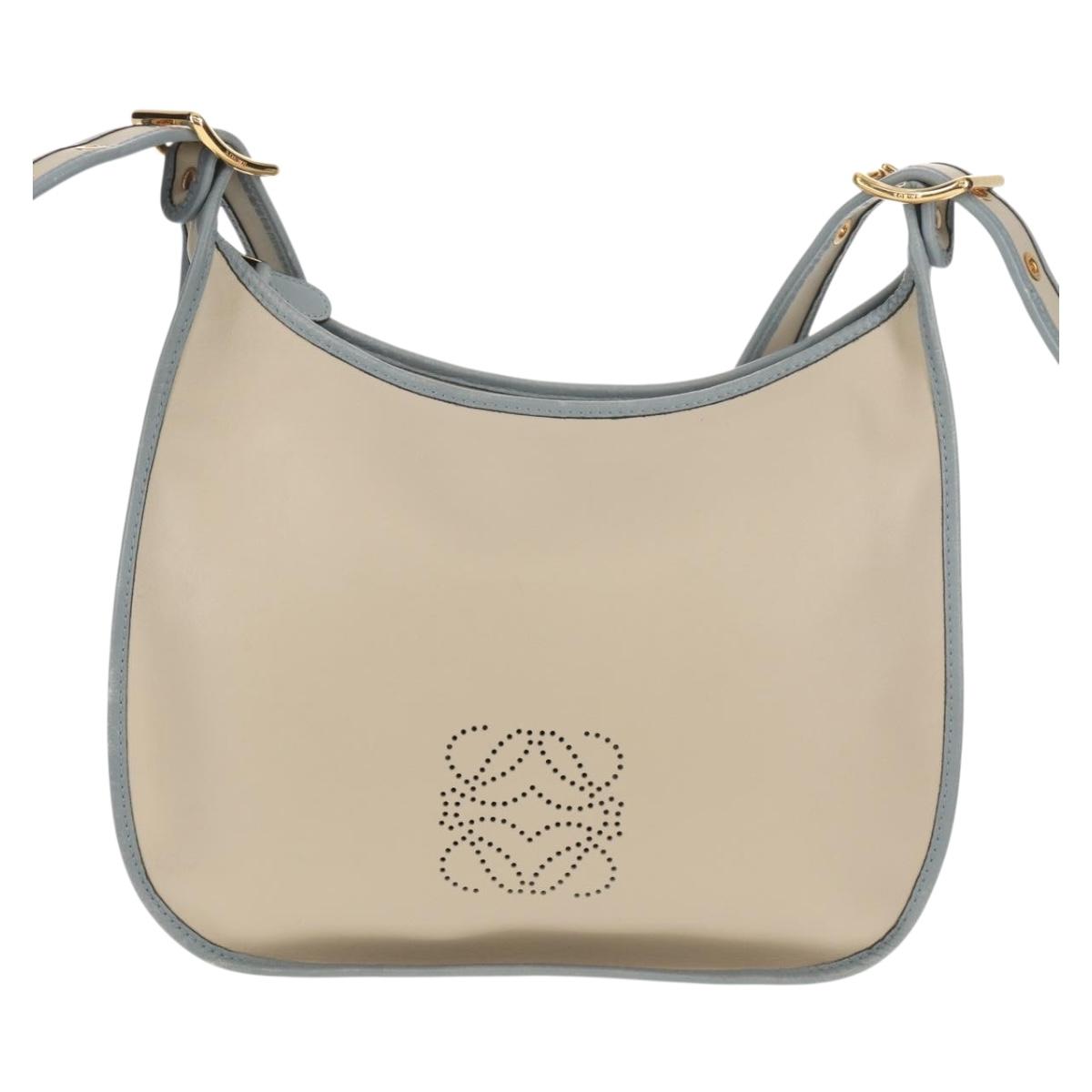 LOEWE Sofia Shoulder Bag Leather Ivory Gold Auth mr1551A