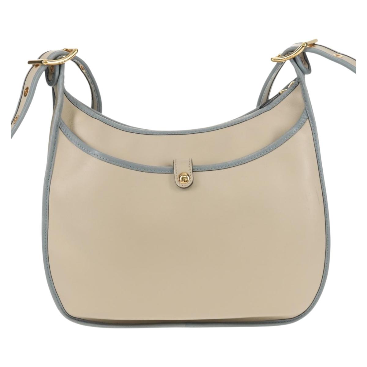 LOEWE Sofia Shoulder Bag Leather Ivory Gold Auth mr1551A