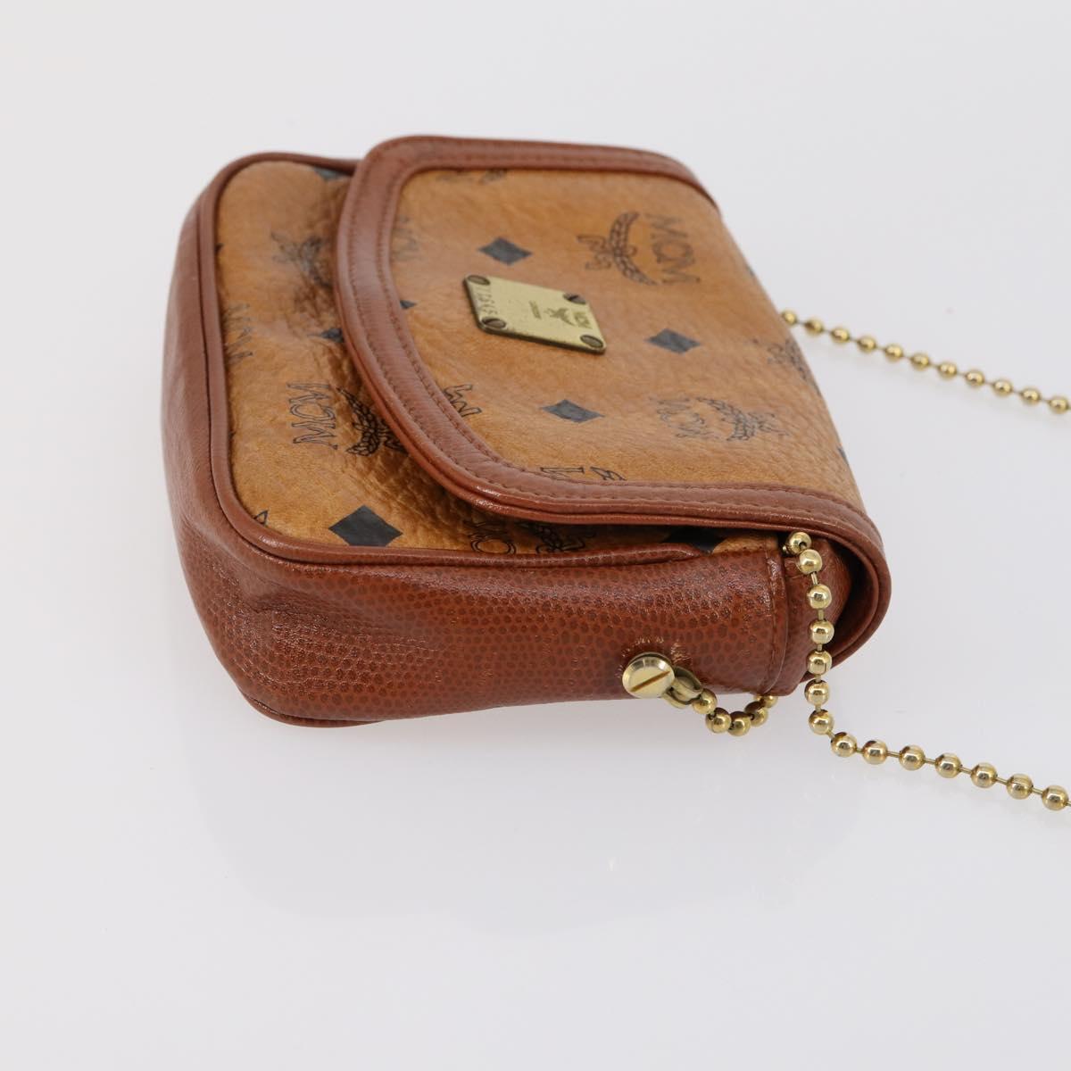 MCM Logogram Vicetos Hand Bag PVC Leather 2 Set Brown Gold Auth mr1553