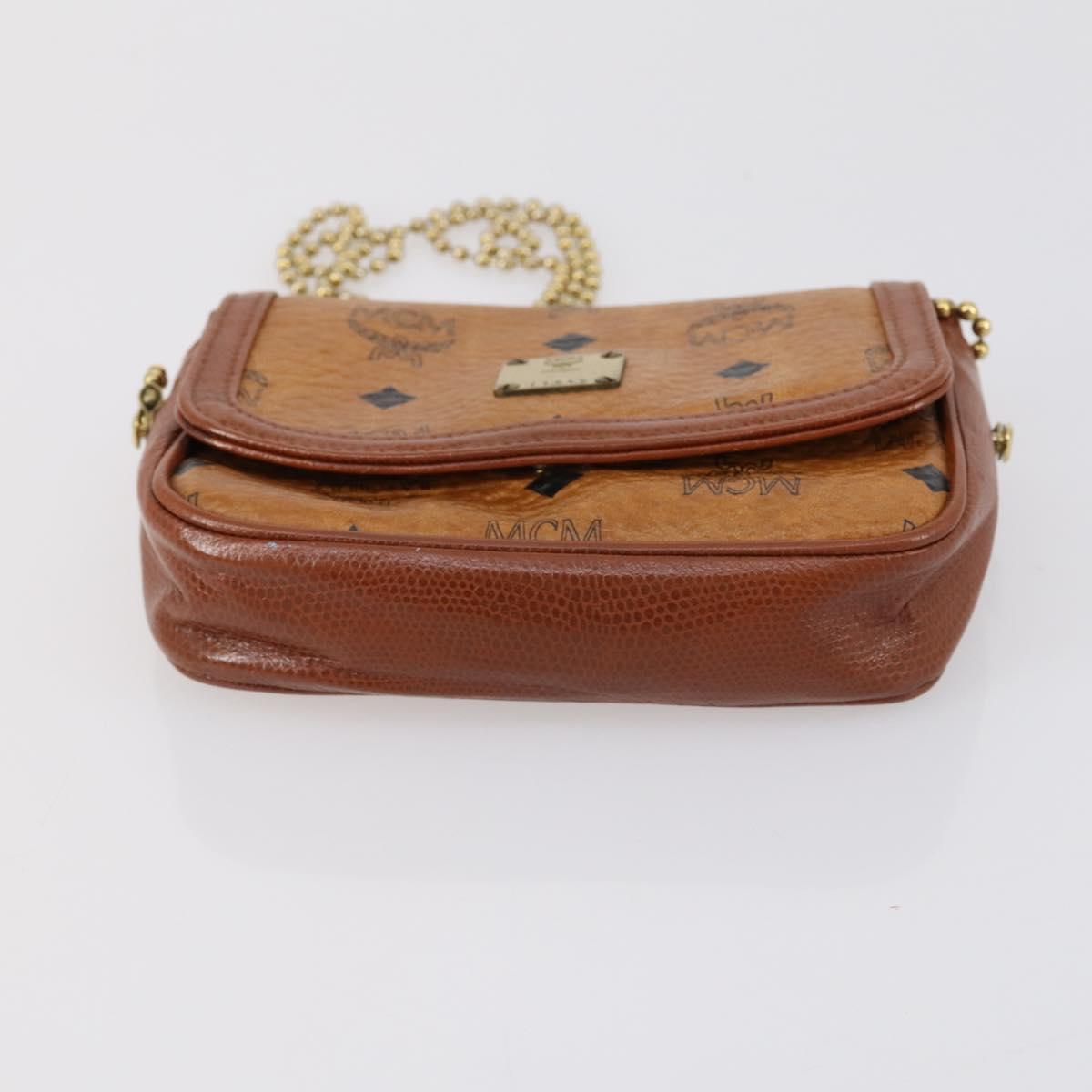 MCM Logogram Vicetos Hand Bag PVC Leather 2 Set Brown Gold Auth mr1553