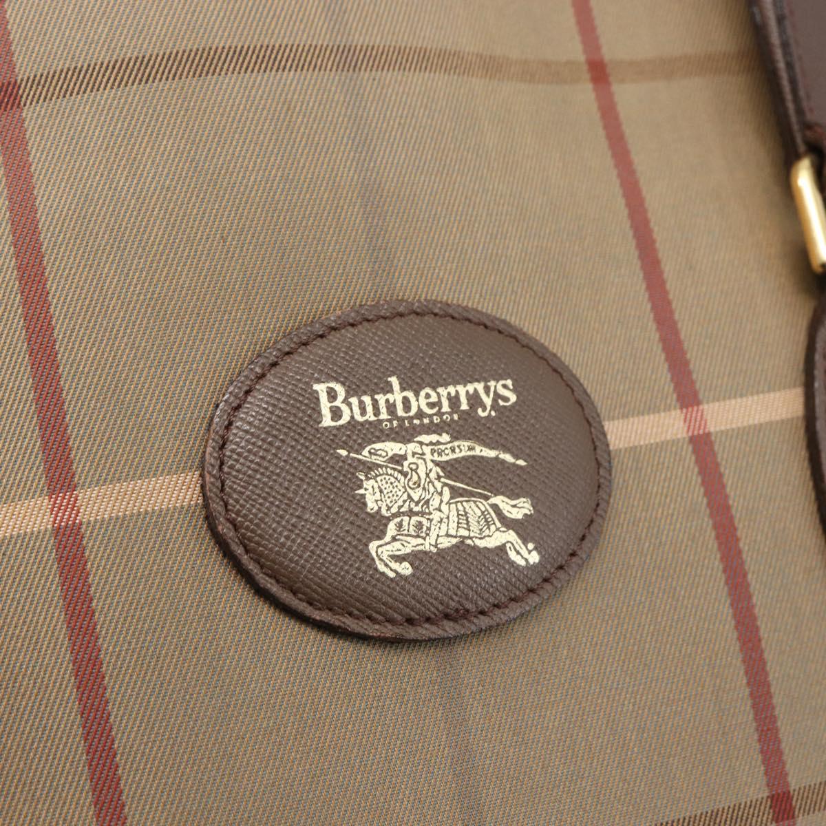 Burberrys Nova Check Tote Bag Canvas Beige Gold Auth mr1554