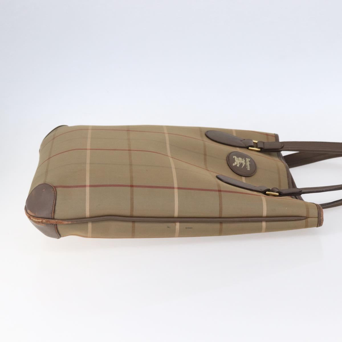 Burberrys Nova Check Tote Bag Canvas Beige Gold Auth mr1554